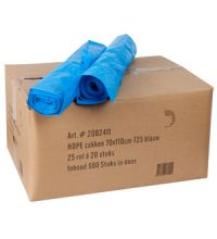 Afvalzak HDPE 70 x 110 cm T25 blauw