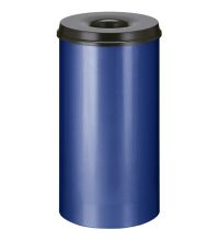 Papierbak 50 liter metaal vlamdovend blauw/zwart