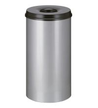 Papierbak 50 liter metaal vlamdovend aluminiumgrijs/zwart