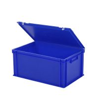 Stapelbak Transoplast met deksel – 600 x 400 x H 295 mm (versterkte bodem) – blauw