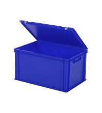 Stapelbak Transoplast met deksel – 600 x 400 x H 335 mm (versterkte bodem) – blauw