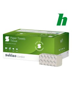 Handdoekpapier Satino Comfort recycled V-Vouw 25x23cm 2-lgs helder wit PT3