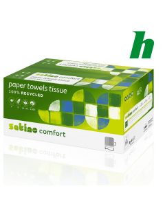 Handdoekpapier Satino Comfort Tissue recycled 2-lgs V-Vouw Groen 25 x 23cm PT3
