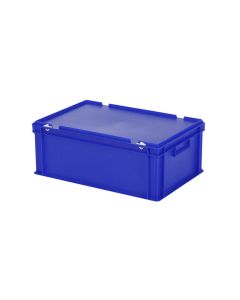 Stapelbak Transoplast met deksel – 600 x 400 x H 235 mm (gladde bodem) – blauw