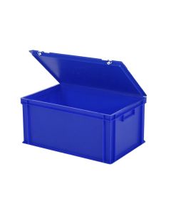 Stapelbak Transoplast met deksel – 600 x 400 x H 295 mm (versterkte bodem) – blauw