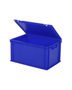 Stapelbak Transoplast met deksel – 600 x 400 x H 335 mm (versterkte bodem) – blauw